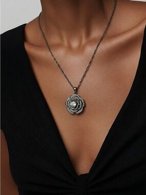 Rose Flower Lab Diamond Pendant Singapore 16” Chain NEW!